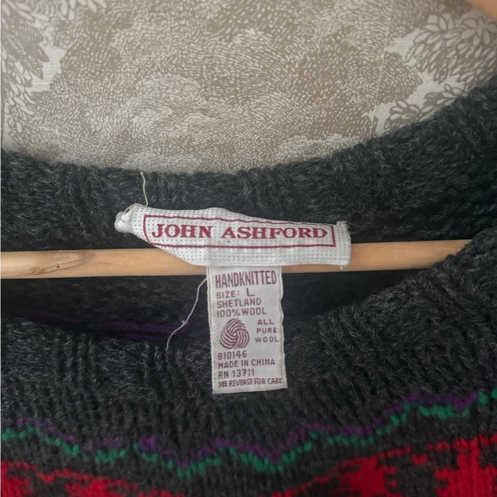 Vintage 100% Wool John Ashford Hand-knit sweater